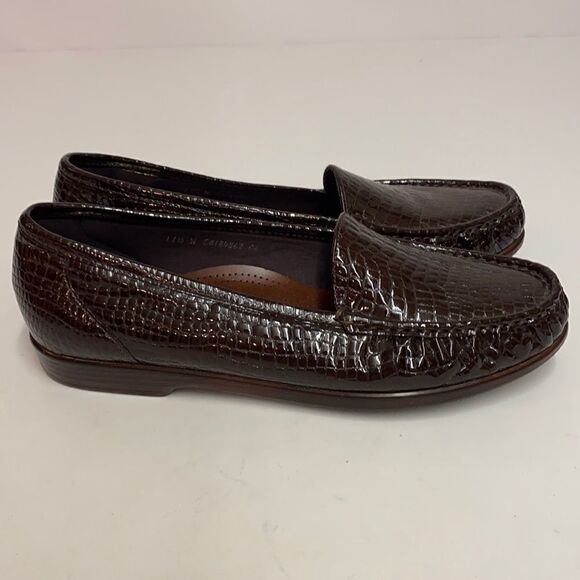 SAS Simplify Brown Croc Embossed Shoes Size 11.5W B12B - Picture 8 of 11